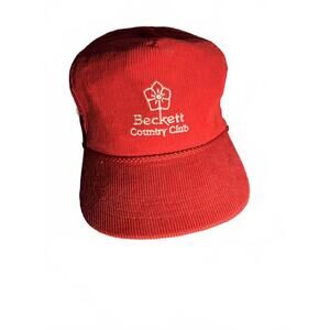 Beckett Country Club Red Corduroy A-Frame 5 panel Baseball Cap Strap back